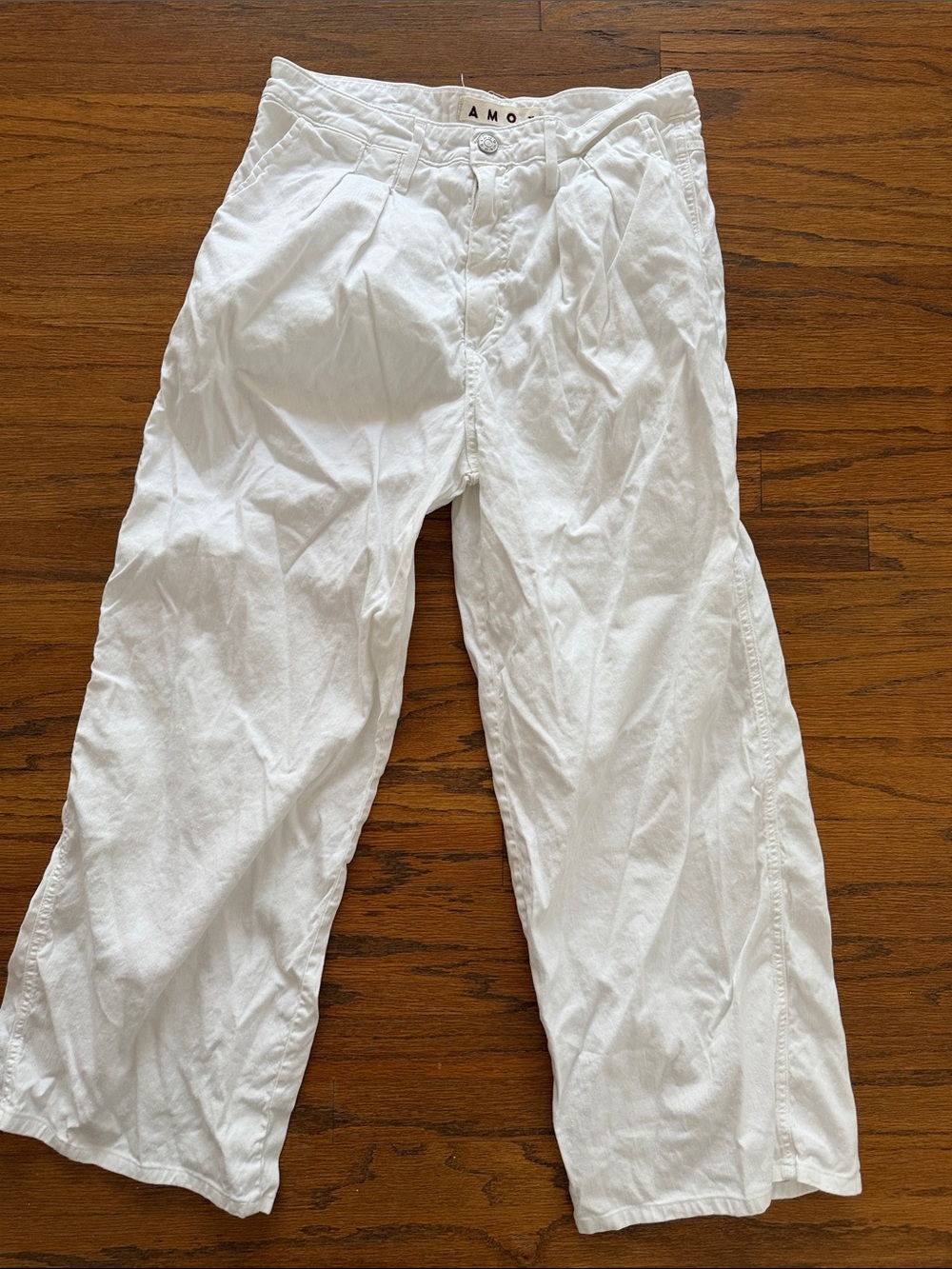AMO High rise pleated linen wide leg pants